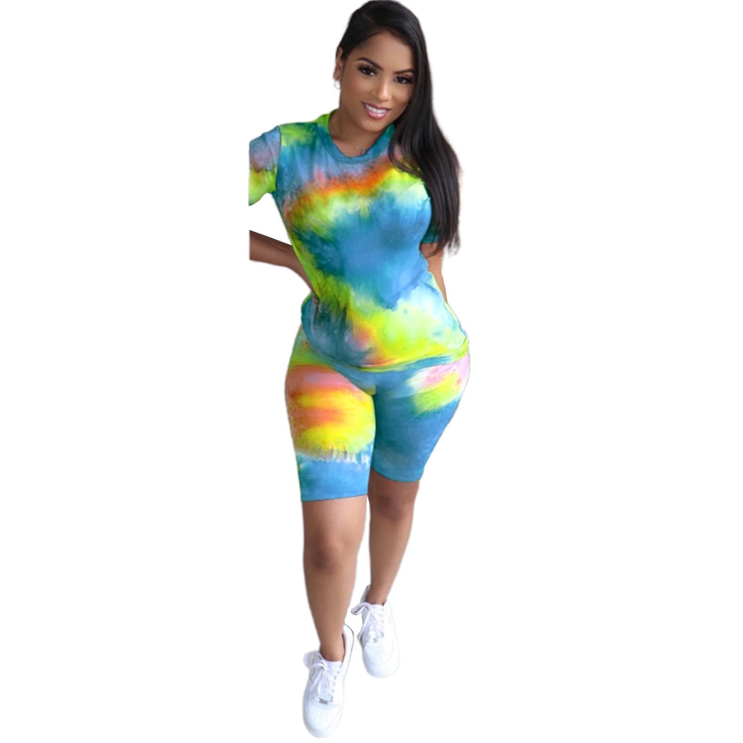 Elegant European and American fashion casual sports suit T-shirt home tie dye