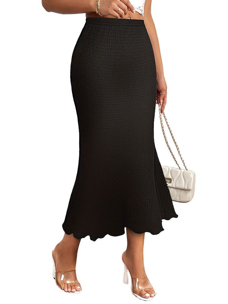 New fashionable and elegant women's clothing, knitted jacquard elastic bag buttocks fish tail skirt, half skirt, long skirt