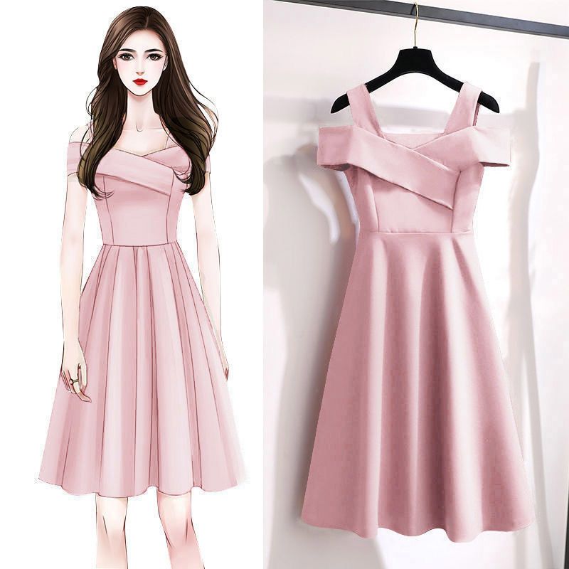 New plus size women's clothing, chubby sister, fashionable temperament dress, women's belly covering, slimming and waist cinching dress, women's summer
