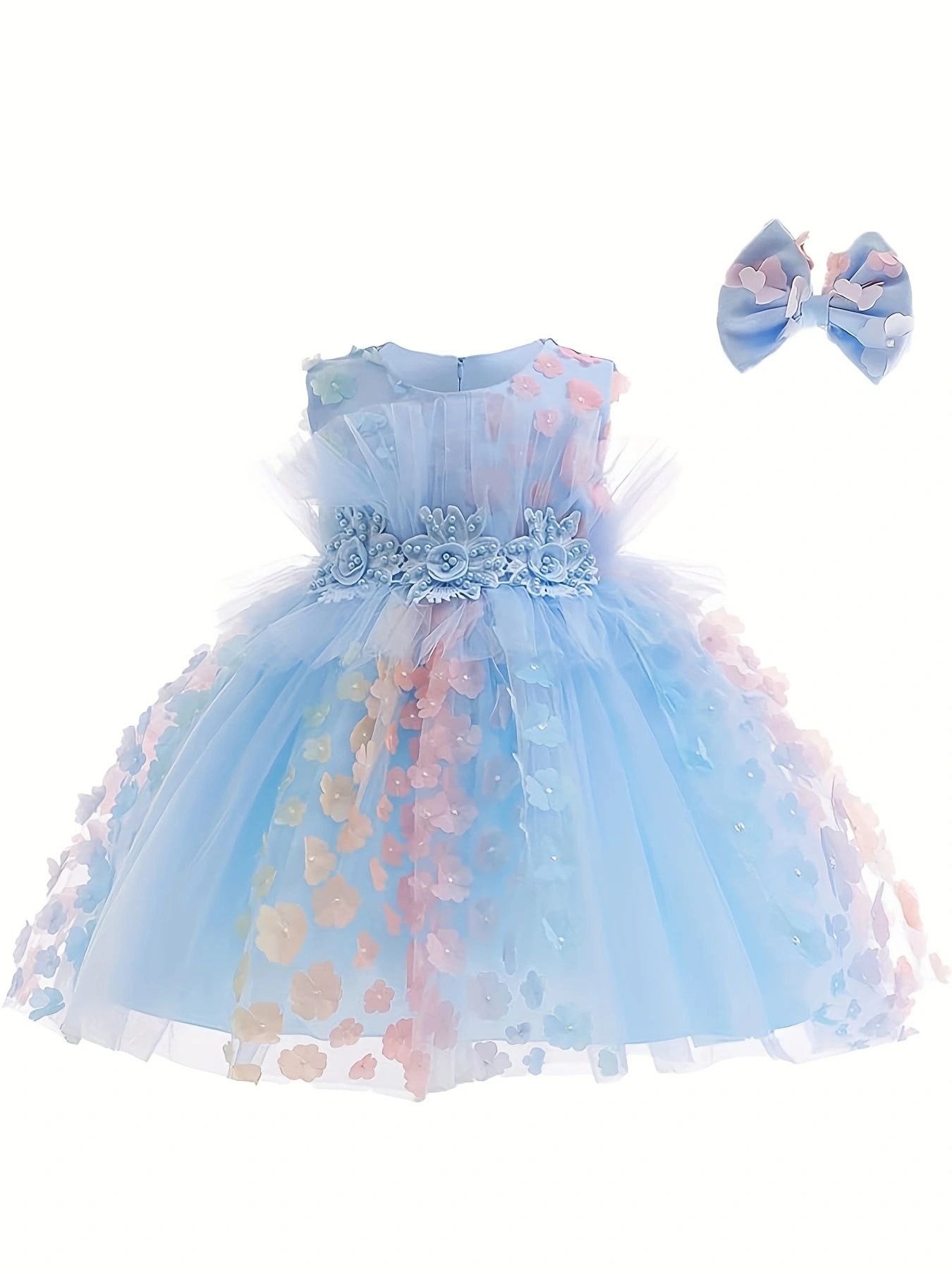Little girl's stylish princess dress, foreign trade girl's runway show, flower girl host, piano performance, children's dress