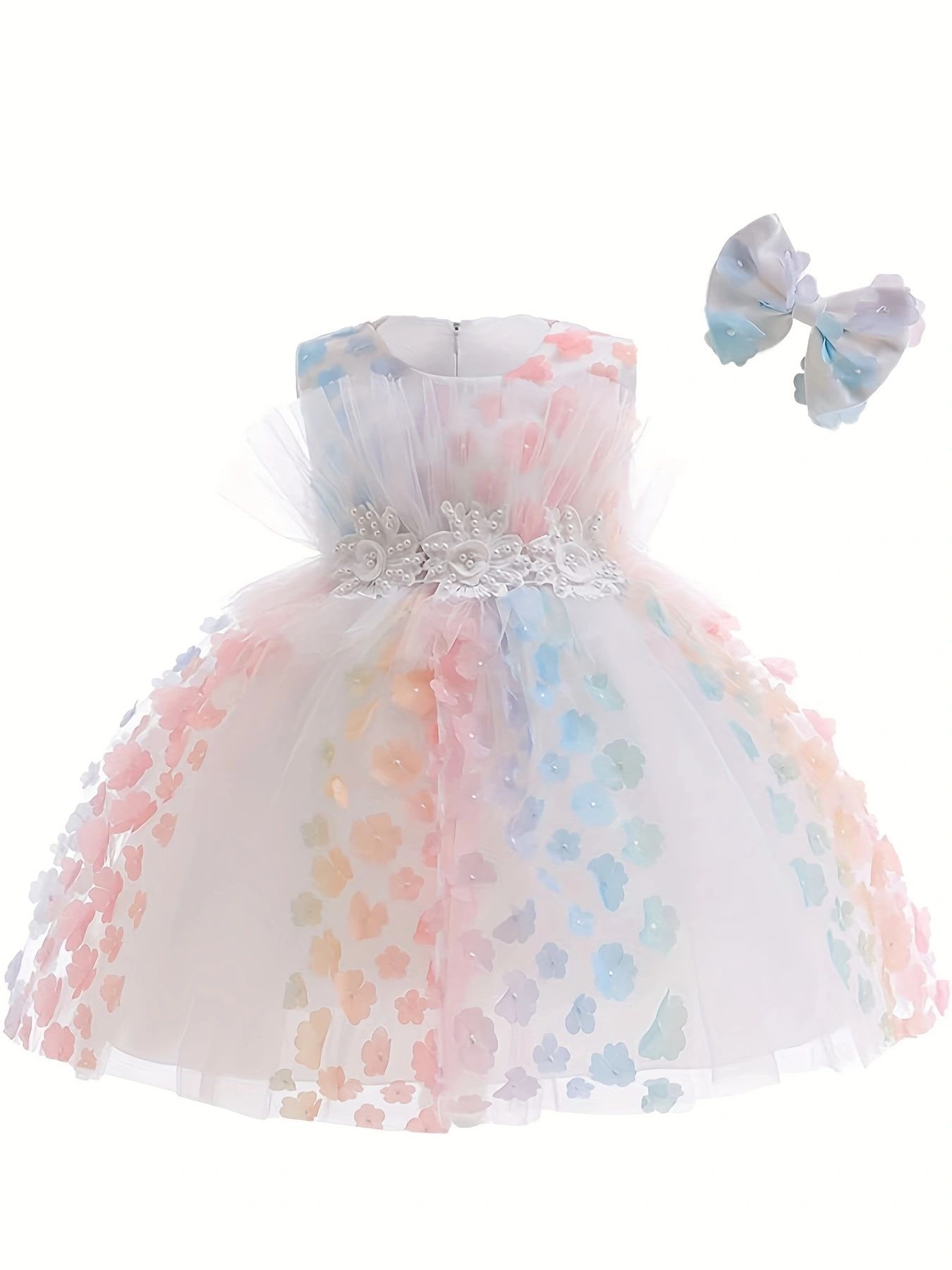 Little girl's stylish princess dress, foreign trade girl's runway show, flower girl host, piano performance, children's dress