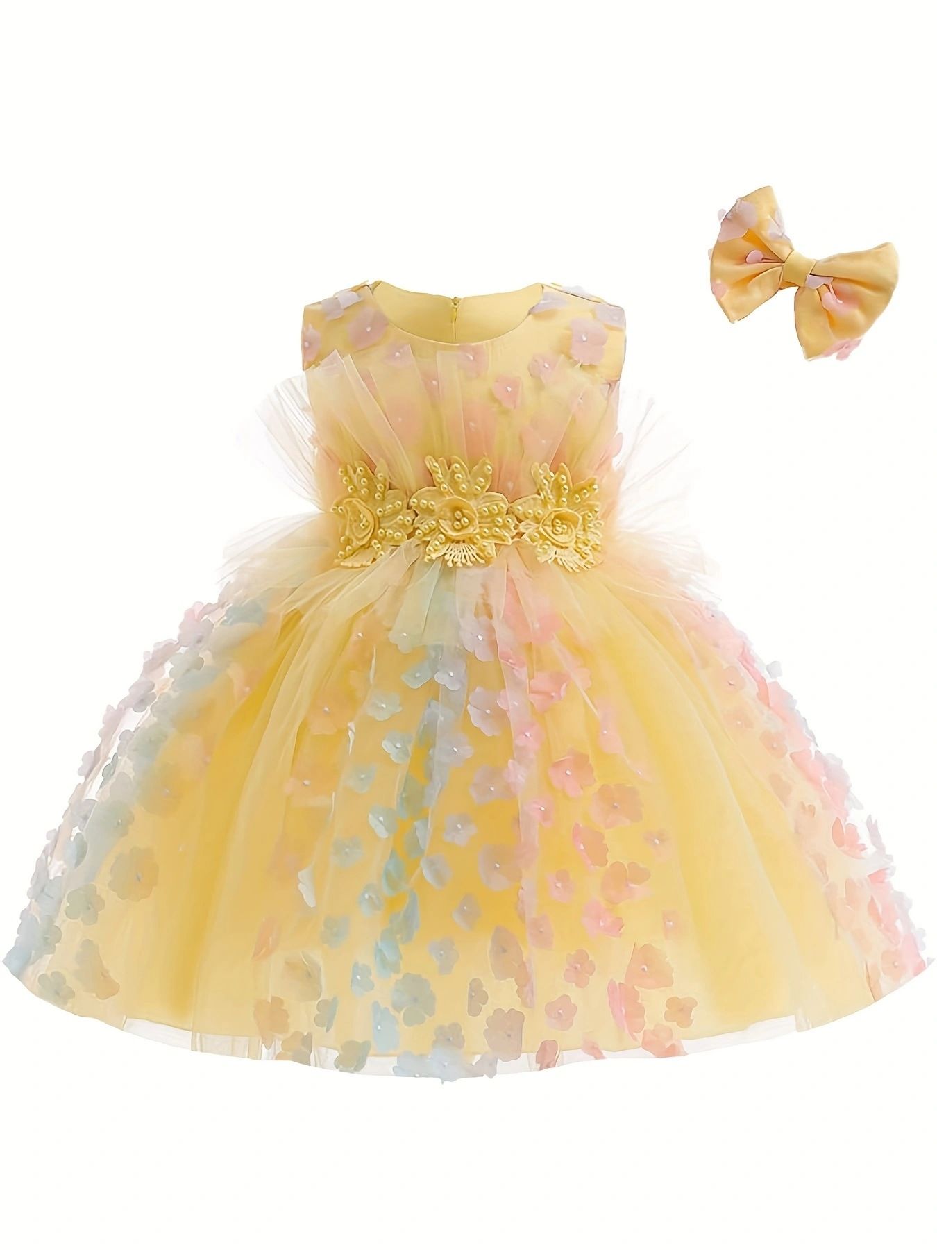 Little girl's stylish princess dress, foreign trade girl's runway show, flower girl host, piano performance, children's dress