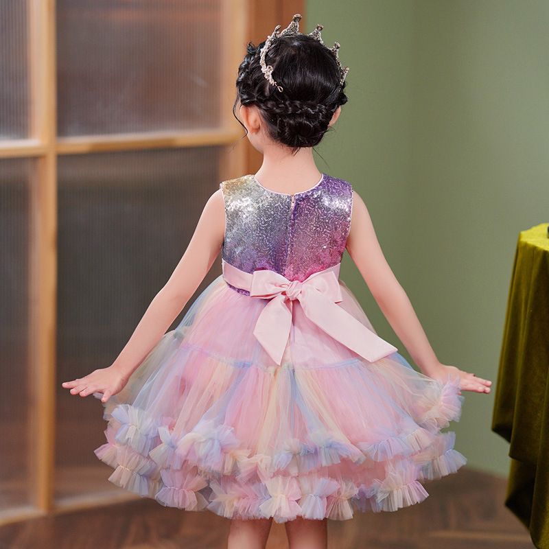 New girls' dress vest princess skirt sequin dress short skirt cake skirt mesh fluffy skirt