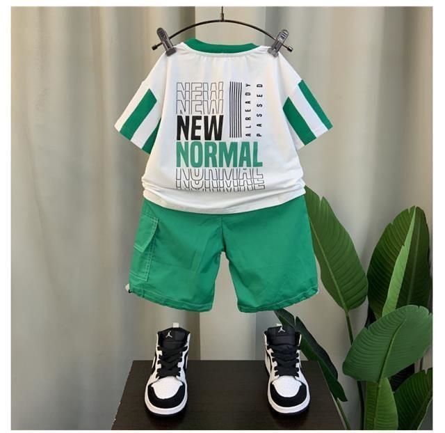 Boys' summer outfit fashionable pullover new children's outfit handsome little boys' summer short sleeved two-piece set trendy