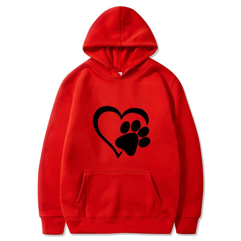 New Spring and Autumn Men's Black Cat Claw Love Men's and Women's Couple Shirt Hoodie