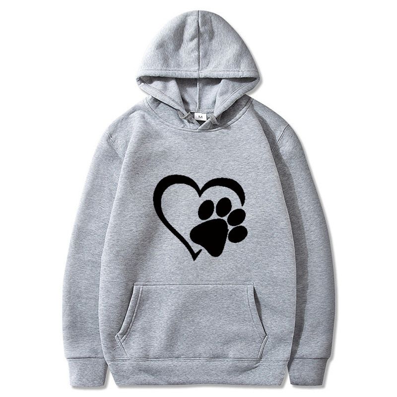 New Spring and Autumn Men's Black Cat Claw Love Men's and Women's Couple Shirt Hoodie