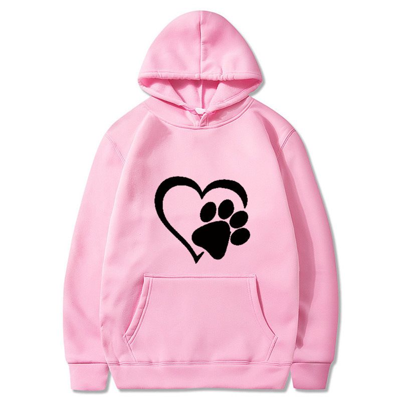 New Spring and Autumn Men's Black Cat Claw Love Men's and Women's Couple Shirt Hoodie