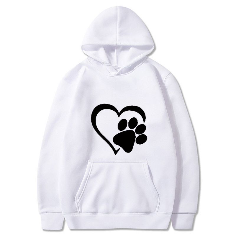 New Spring and Autumn Men's Black Cat Claw Love Men's and Women's Couple Shirt Hoodie