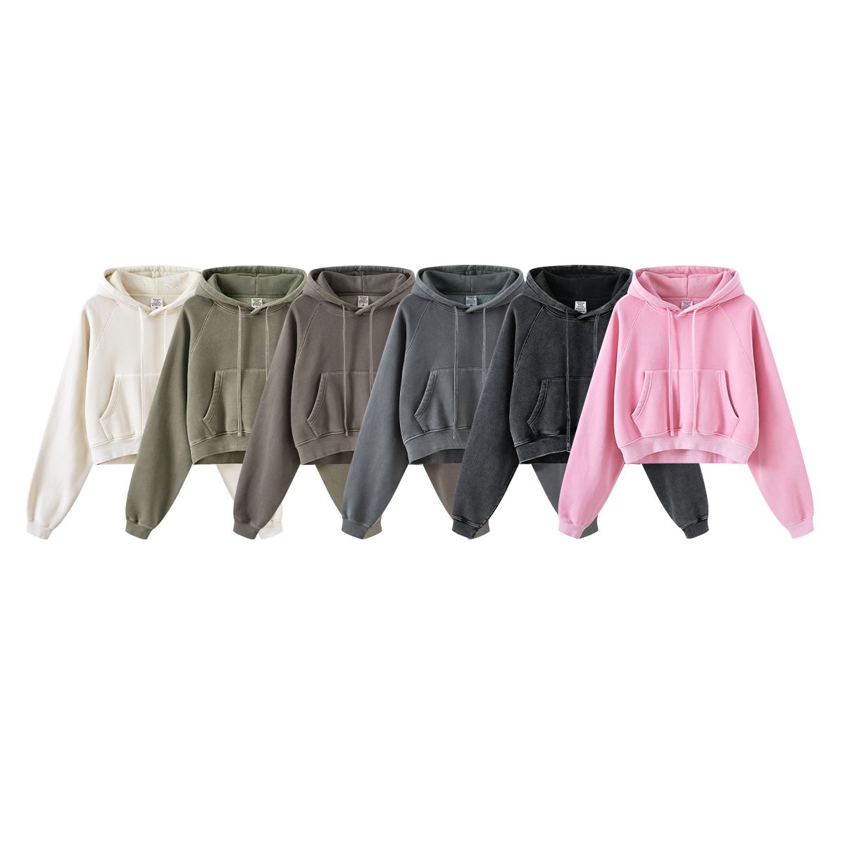 Autumn and winter European and American hot girl shoulder insertion retro washed and velvet hooded women's hoodie women's short hoodie