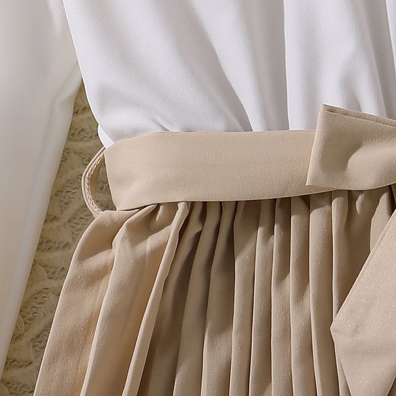 2024 Autumn/Winter Cross border New Women's Clothing Long Sleeve Color blocked Korean Princess Dress European and American Middle and Large Children's Dress