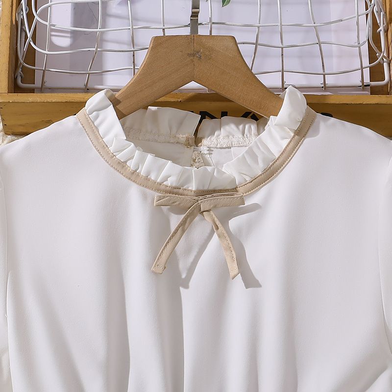 2024 Autumn/Winter Cross border New Women's Clothing Long Sleeve Color blocked Korean Princess Dress European and American Middle and Large Children's Dress