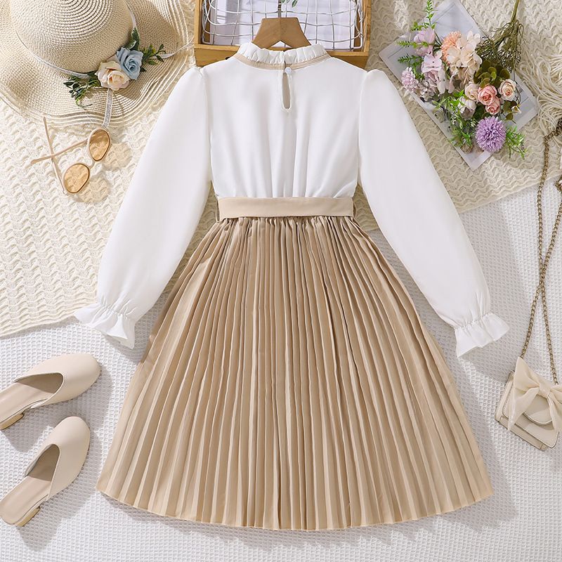 2024 Autumn/Winter Cross border New Women's Clothing Long Sleeve Color blocked Korean Princess Dress European and American Middle and Large Children's Dress