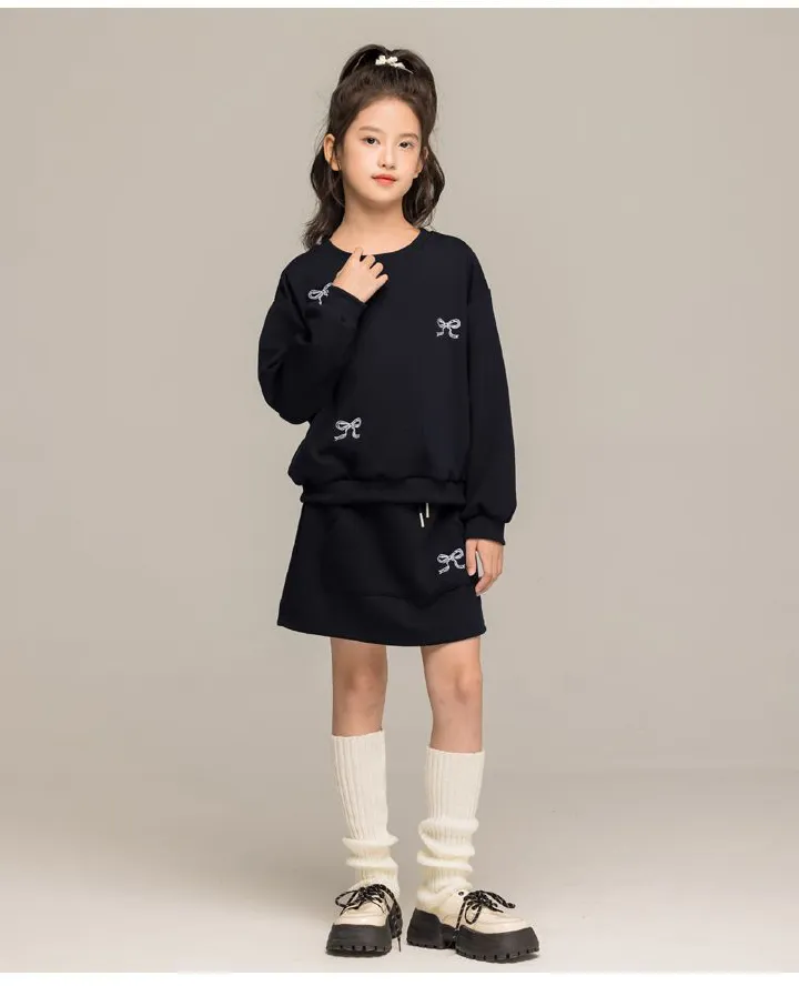 New girls' hoodie set Korean version autumn outfit mid size children's air layer girl's clothing half skirt two-piece set casual