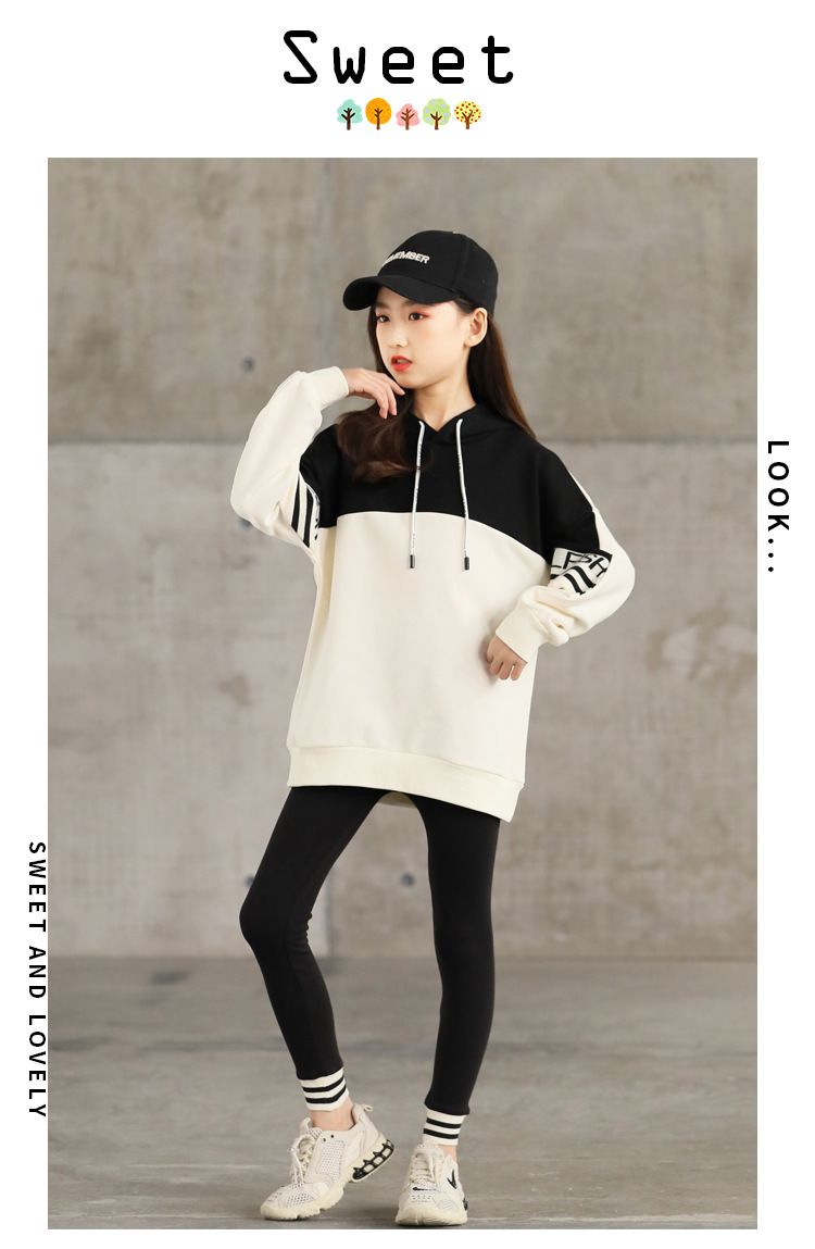 New Korean version of girls' autumn set, casual girls' clothing, large children's sportswear, children's hoodie