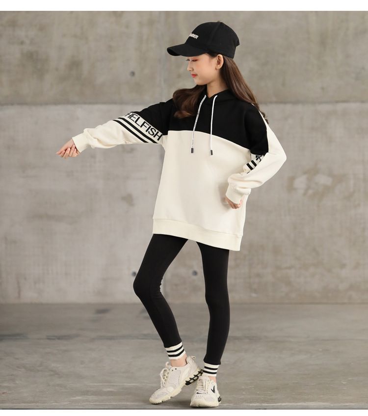 New Korean version of girls' autumn set, casual girls' clothing, large children's sportswear, children's hoodie
