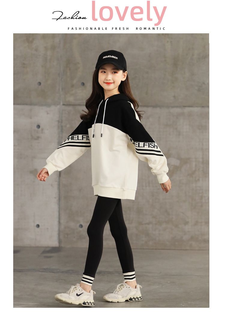 New Korean version of girls' autumn set, casual girls' clothing, large children's sportswear, children's hoodie