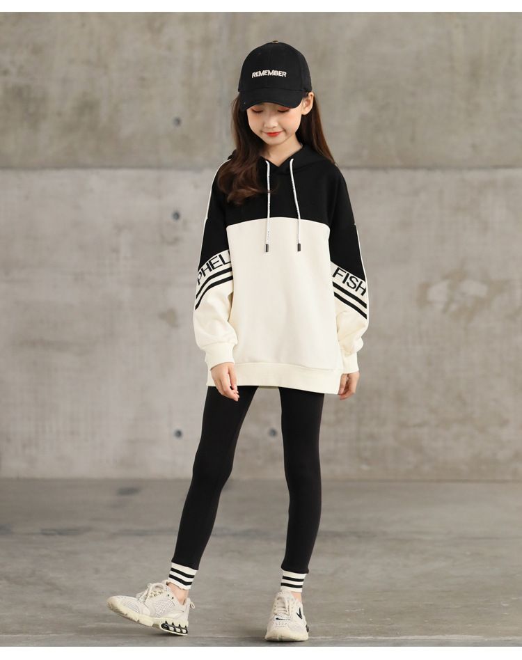New Korean version of girls' autumn set, casual girls' clothing, large children's sportswear, children's hoodie