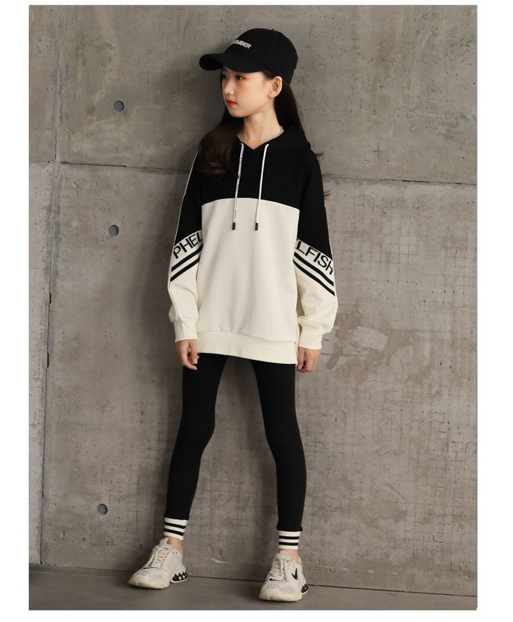 New Korean version of girls' autumn set, casual girls' clothing, large children's sportswear, children's hoodie