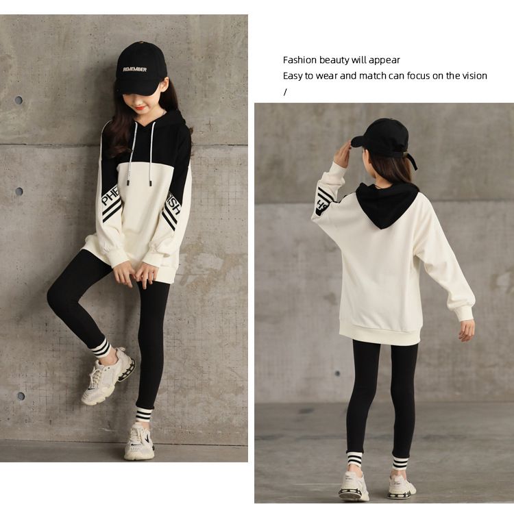 New Korean version of girls' autumn set, casual girls' clothing, large children's sportswear, children's hoodie
