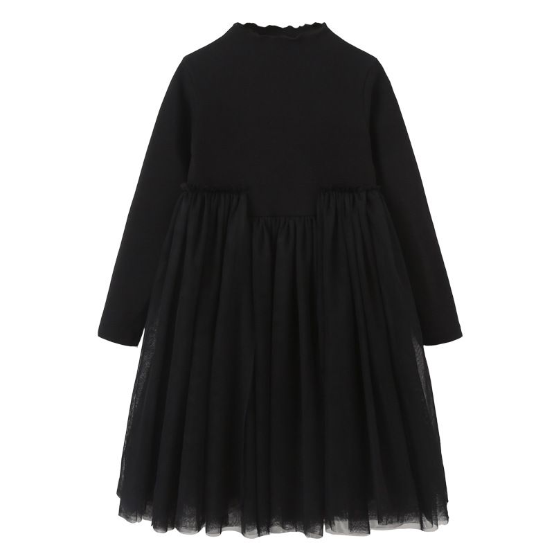 New girls' dress for spring and autumn, with a base of fluffy gauze skirt and long sleeves for children