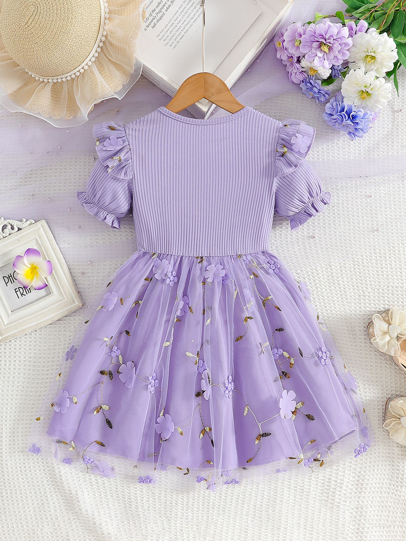 European and American style summer clothes, girls' princess dresses, infants and young children's mesh dresses, children's dresses
