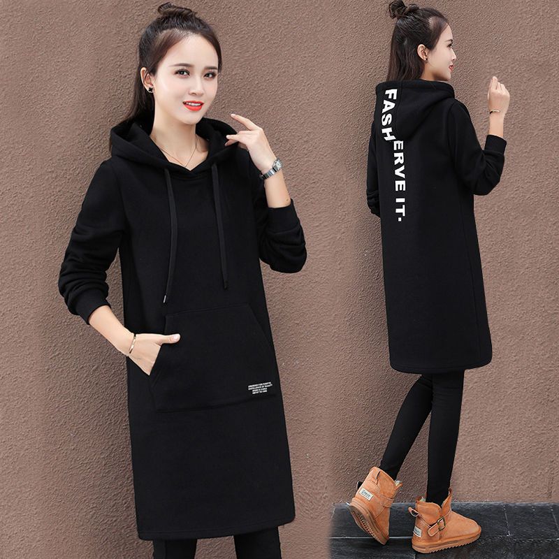 Hoodie Women's New Year Trendy Ins Thickened Velvet Jacket Loose Korean Winter Mid length Top Autumn Winter Clothes