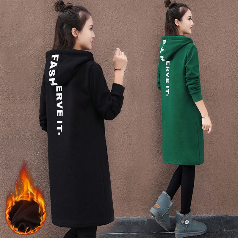 Hoodie Women's New Year Trendy Ins Thickened Velvet Jacket Loose Korean Winter Mid length Top Autumn Winter Clothes