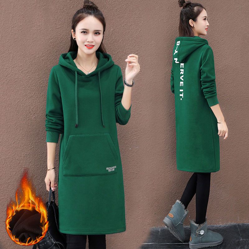 Hoodie Women's New Year Trendy Ins Thickened Velvet Jacket Loose Korean Winter Mid length Top Autumn Winter Clothes