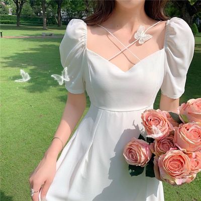 Bubble sleeve dress for women in summer, new French retro gentle style princess long dress, sweet first love dress