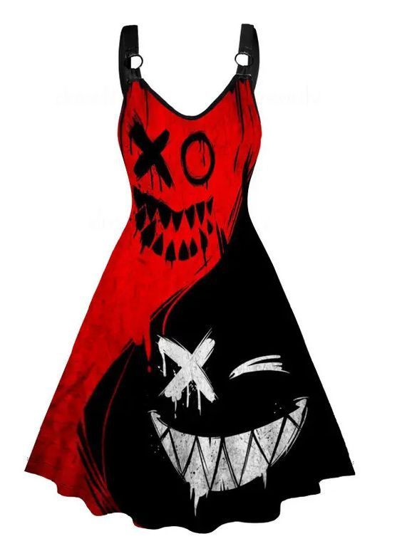 New Gothic style Halloween party devil wing printed dress for women on cross-border Amazon independent website in Europe and America