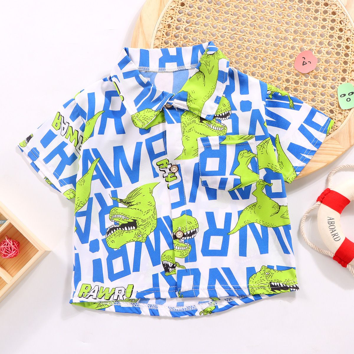 Children's shirt, boys and girls' lapel shirt, summer baby short sleeved Korean floral top, doll shirt