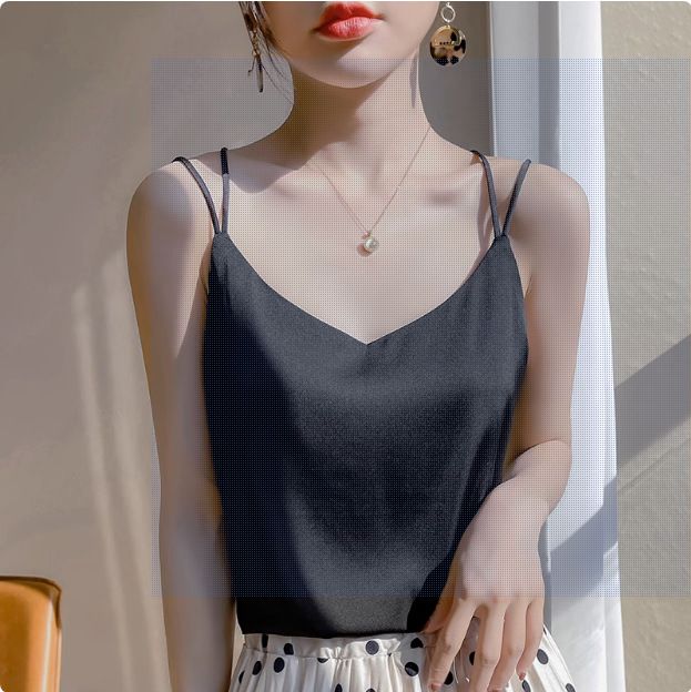 Strap vest for women, white back, acetate imitation silk top, satin summer suit, imitation base shirt