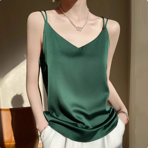 Strap vest for women, white back, acetate imitation silk top, satin summer suit, imitation base shirt