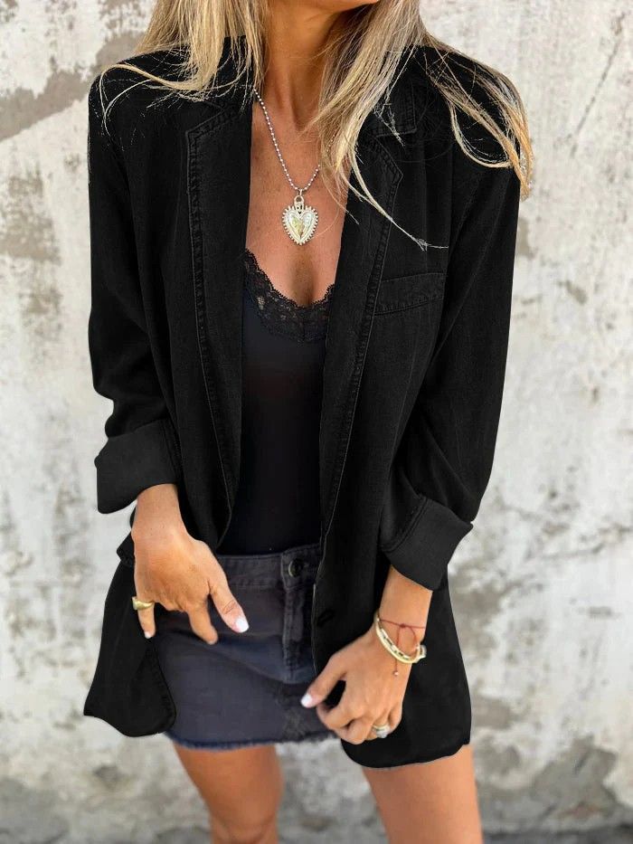 Autumn casual loose collar suit collar denim jacket