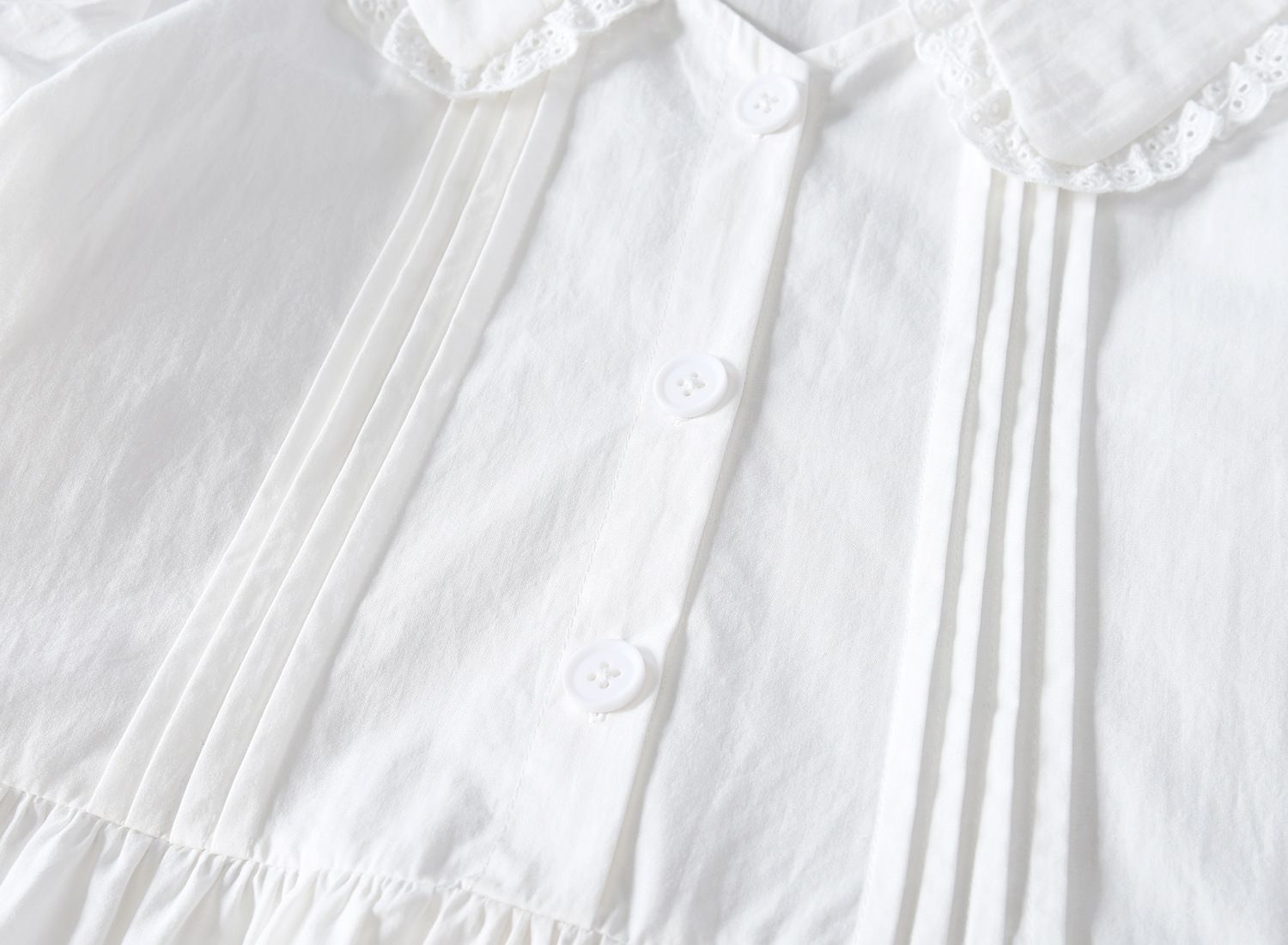 Baby girl's stylish white lace lapel princess dress, girls' summer dress, new mid size children's short sleeved dress