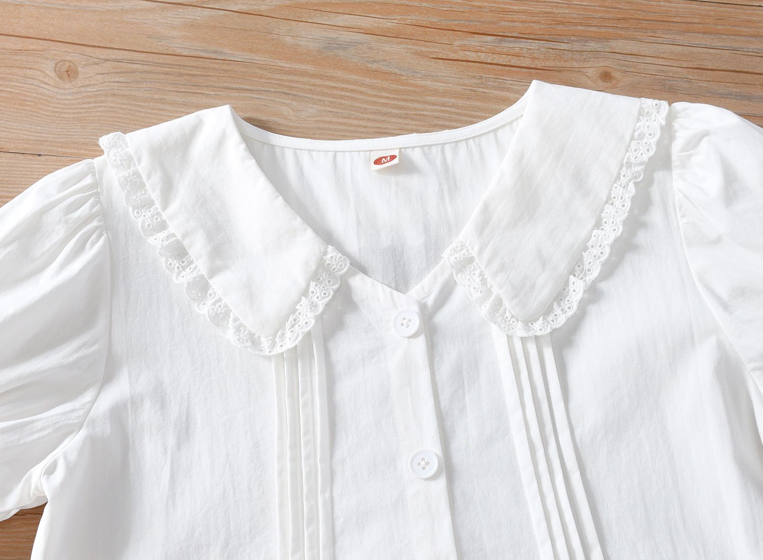 Baby girl's stylish white lace lapel princess dress, girls' summer dress, new mid size children's short sleeved dress