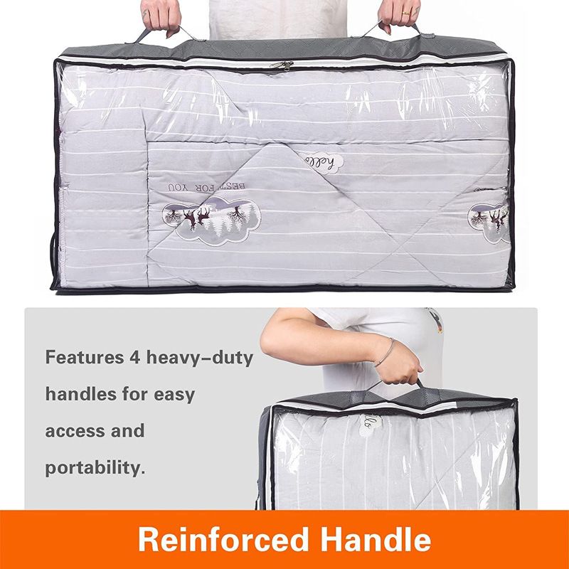 Under Bed Storage Bags, Foldable Under Bed, Thick Fabric Storage Box With Transparent Window And Reinforced Handle For Clothes, Blankets, Sweaters, Quilts, Shoes And Clothing,1 Pcs