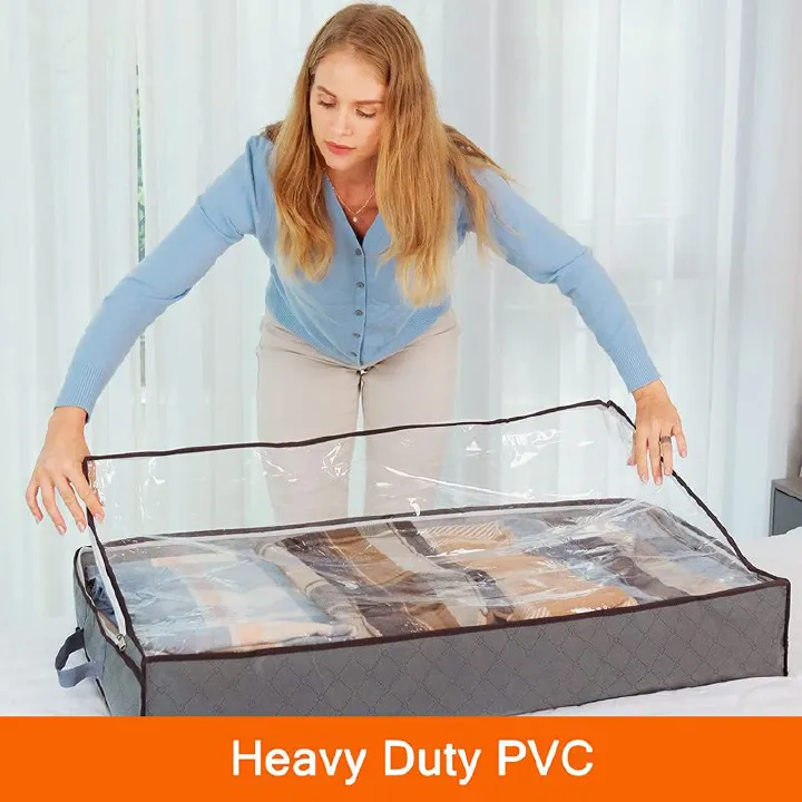Under Bed Storage Bags, Foldable Under Bed, Thick Fabric Storage Box With Transparent Window And Reinforced Handle For Clothes, Blankets, Sweaters, Quilts, Shoes And Clothing,1 Pcs