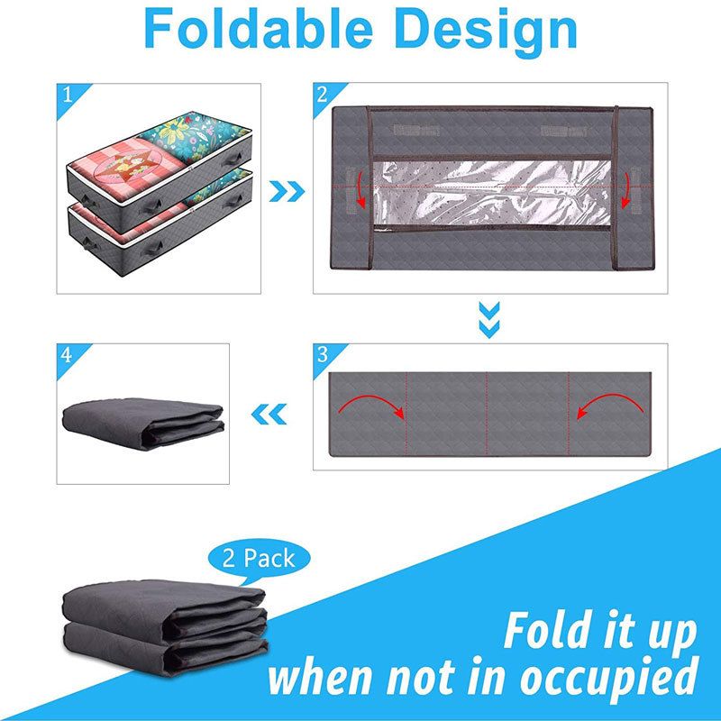 Under Bed Storage Bags, Foldable Under Bed, Thick Fabric Storage Box With Transparent Window And Reinforced Handle For Clothes, Blankets, Sweaters, Quilts, Shoes And Clothing,1 Pcs