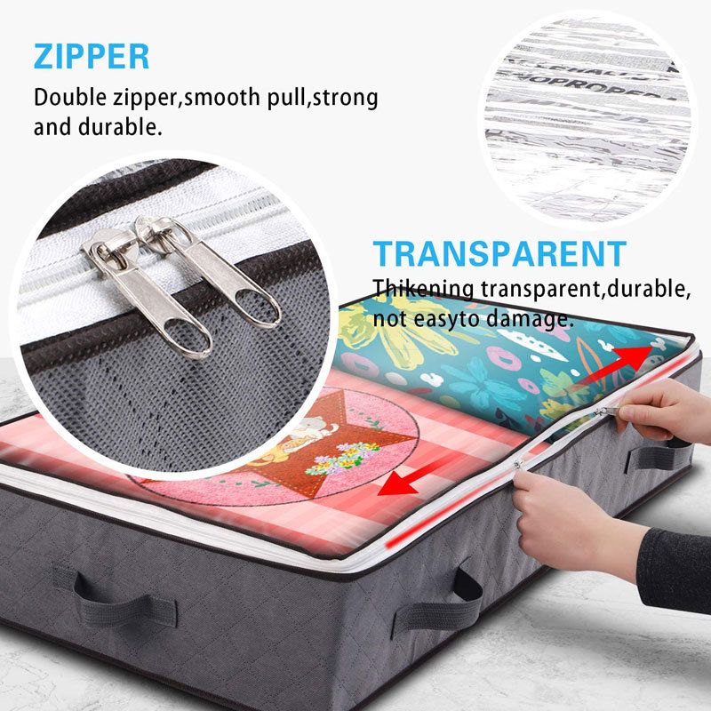 Under Bed Storage Bags, Foldable Under Bed, Thick Fabric Storage Box With Transparent Window And Reinforced Handle For Clothes, Blankets, Sweaters, Quilts, Shoes And Clothing,1 Pcs