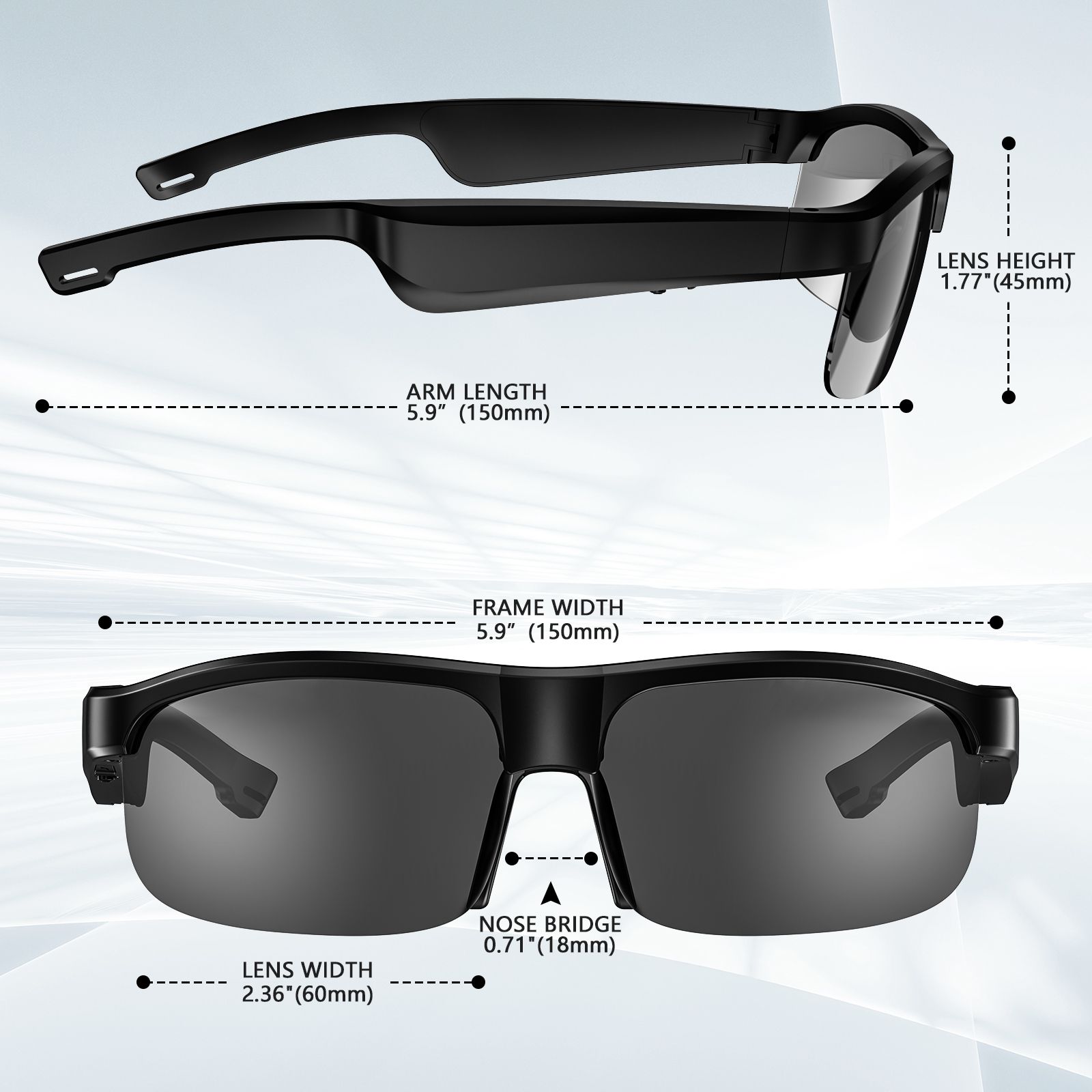 Smart Glasses for Men Women, Polarized Bluetooth Sunglasses, Bluetooth 5.3, Built-in Mic & Open Ear Speakers, Voice Assistant, IPX4 Waterproof, UV Protection Running Sport Sunglasses, Cycling Glasses