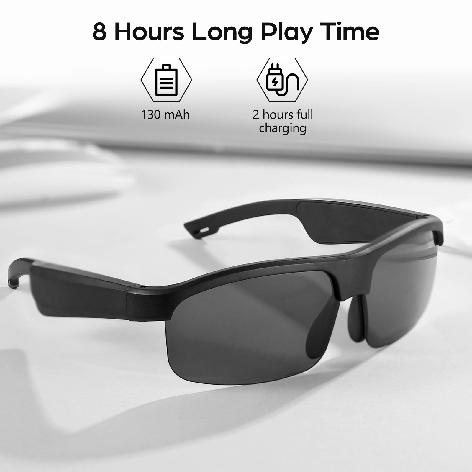 Smart Glasses for Men Women, Polarized Bluetooth Sunglasses, Bluetooth 5.3, Built-in Mic & Open Ear Speakers, Voice Assistant, IPX4 Waterproof, UV Protection Running Sport Sunglasses, Cycling Glasses