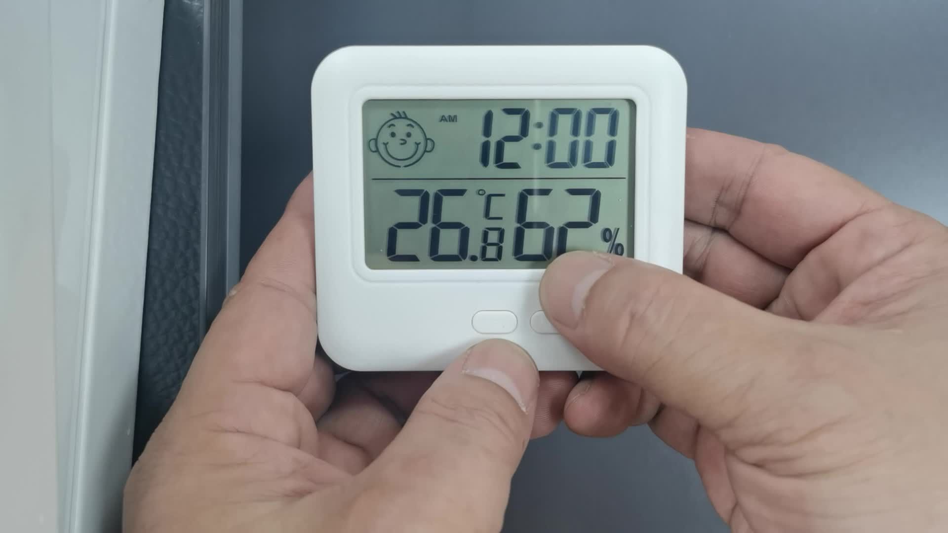 Indoor Thermometer, Room Thermometer and Hygrometer with Clock, Temperature and Humidity Meter with Clock, Double Comfort Indicator, Time, Date, White