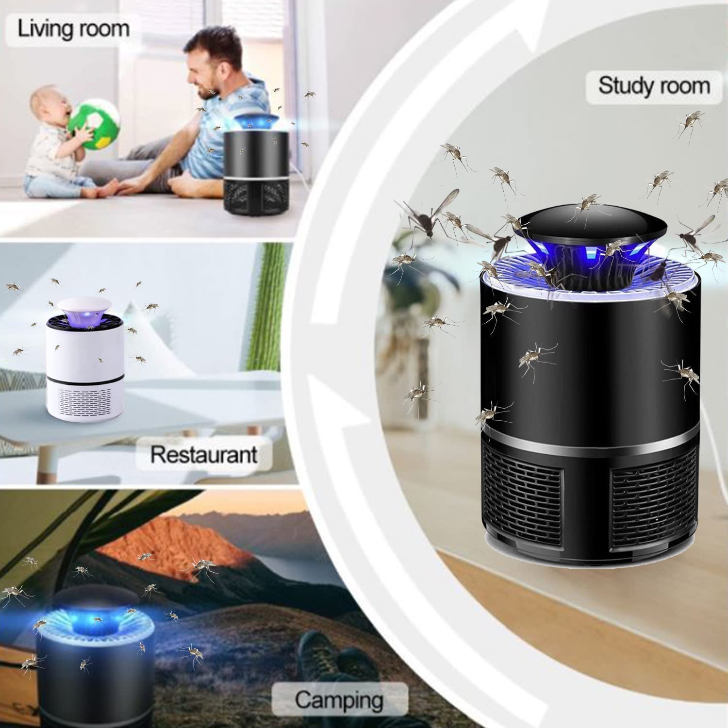 Fruit Fly Trap, Electric Mosquito & Fly Zappers/Killer - Insect Attractant Trap Powerful Little Gnats, Hangable Mosquito Lamp for Home, Indoor, Outdoor, Patio Black/White