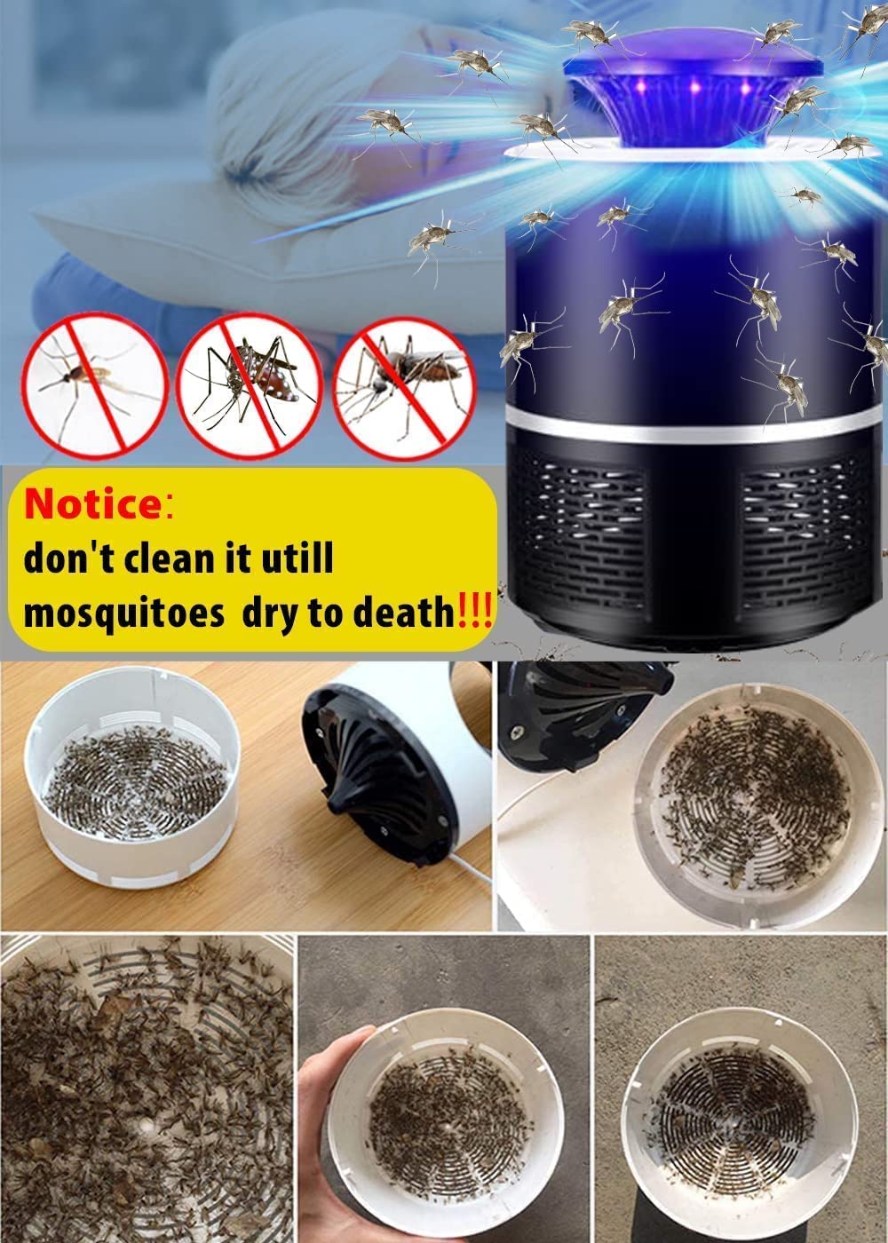 Fruit Fly Trap, Electric Mosquito & Fly Zappers/Killer - Insect Attractant Trap Powerful Little Gnats, Hangable Mosquito Lamp for Home, Indoor, Outdoor, Patio Black/White