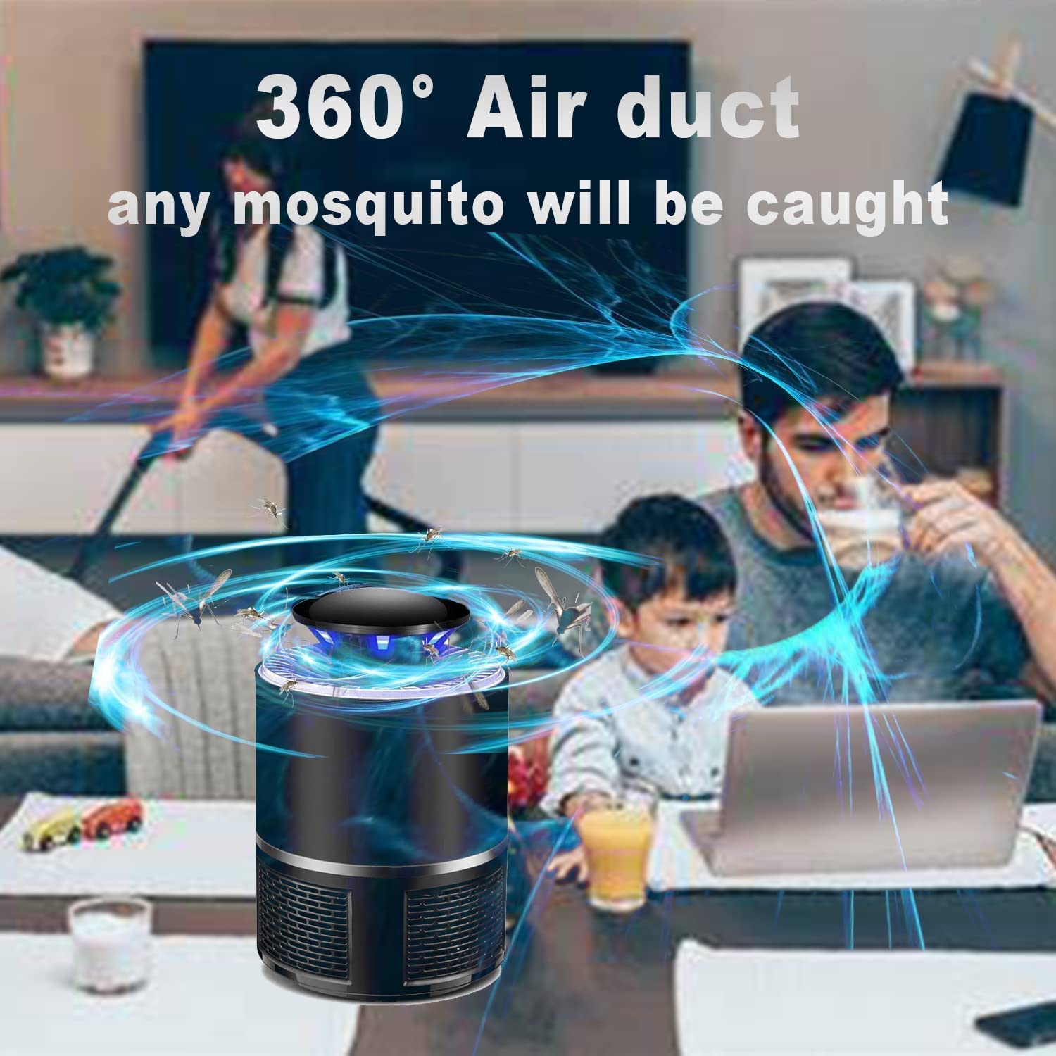 Fruit Fly Trap, Electric Mosquito & Fly Zappers/Killer - Insect Attractant Trap Powerful Little Gnats, Hangable Mosquito Lamp for Home, Indoor, Outdoor, Patio Black/White