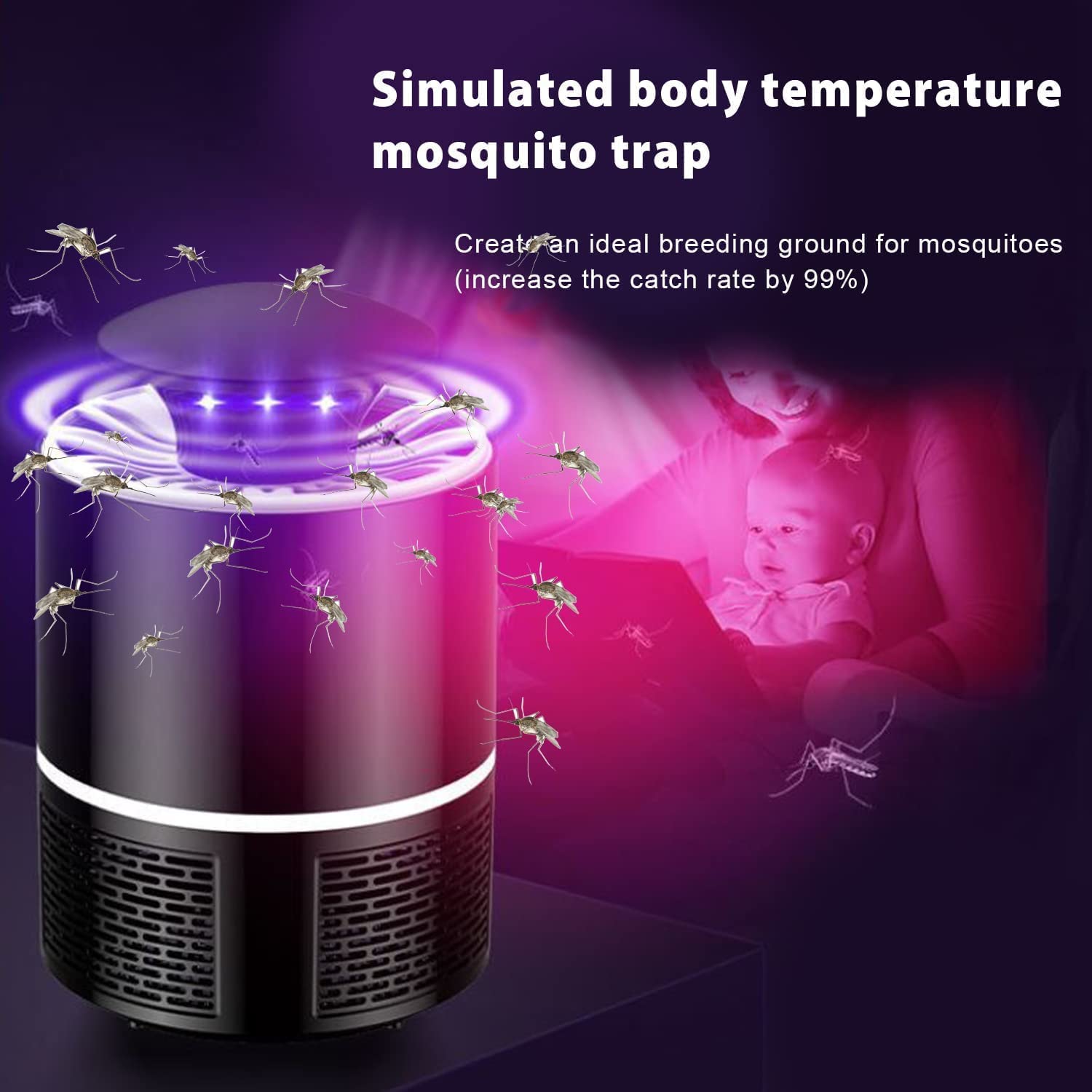 Fruit Fly Trap, Electric Mosquito & Fly Zappers/Killer - Insect Attractant Trap Powerful Little Gnats, Hangable Mosquito Lamp for Home, Indoor, Outdoor, Patio Black/White