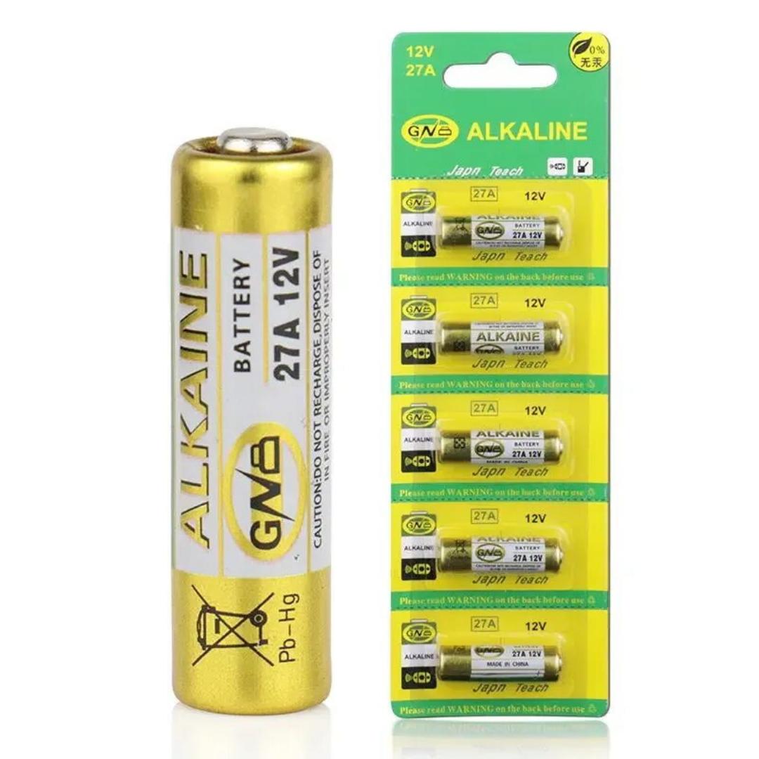 5Pcs 12V 27A Alkaline Battery 27A 12 Volt Batteries for Garage Door Openers, Car Remote Control, Key Ring, Wireless Doorbells, Ceiling Fans, GPS Tracker, Home Alarm System, Security Device, Lighter