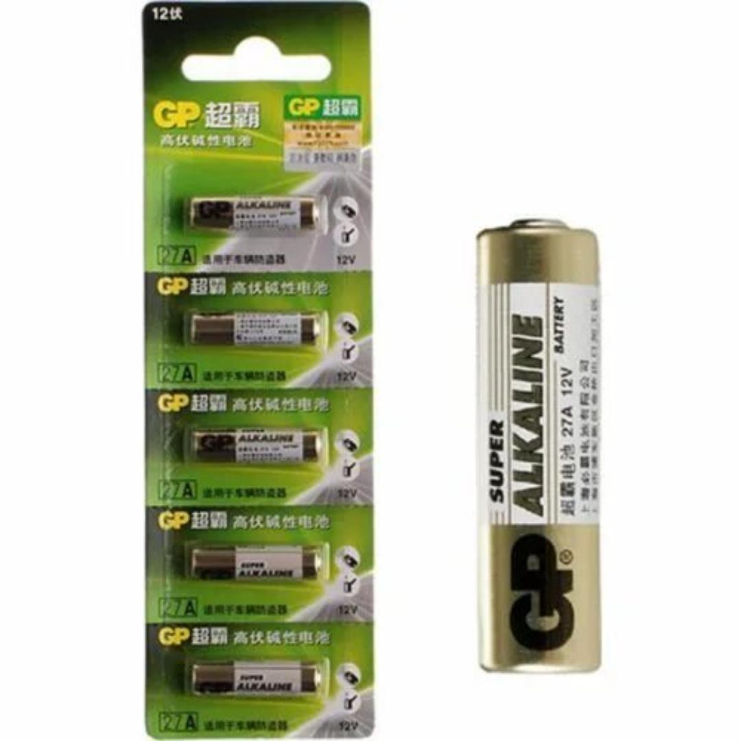 5Pcs 12V 27A Alkaline Battery 27A 12 Volt Batteries for Garage Door Openers, Car Remote Control, Key Ring, Wireless Doorbells, Ceiling Fans, GPS Tracker, Home Alarm System, Security Device, Lighter