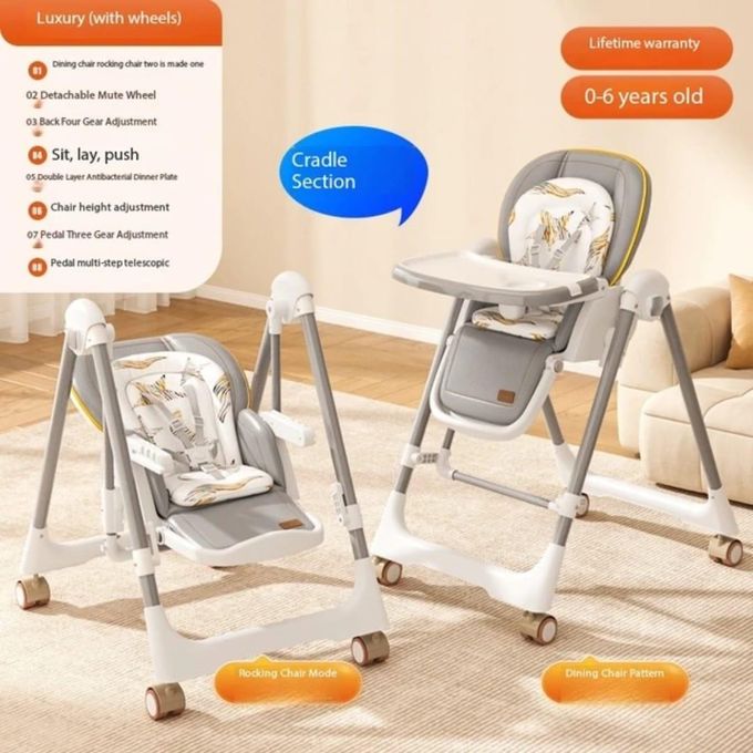 Foldable Feeding Chair With Swinging And Reclining Option Suitable Fpr 6 Months To 6Years